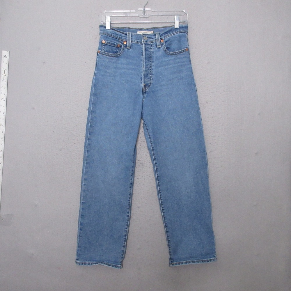 Levi Jeans Women 28 Ribcage Straight Ankle High Rise Button Fly Fade Capsule